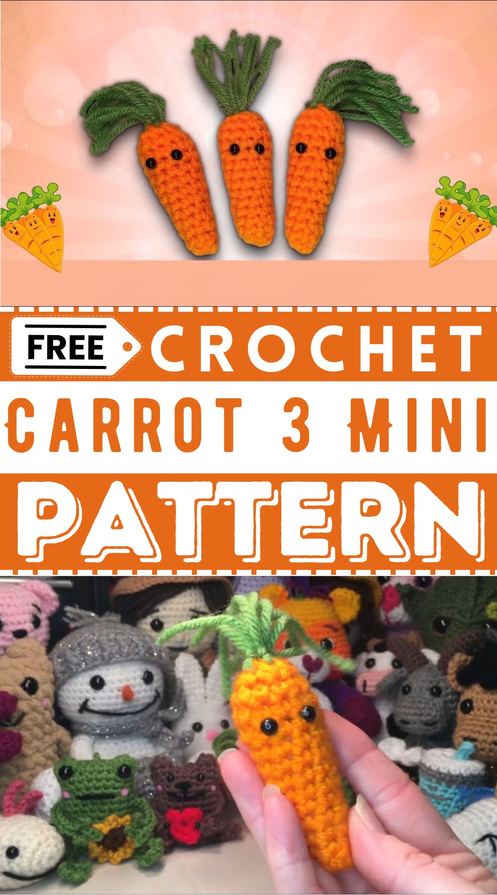 Crochet Carrot 3 Mini Amigurumi
