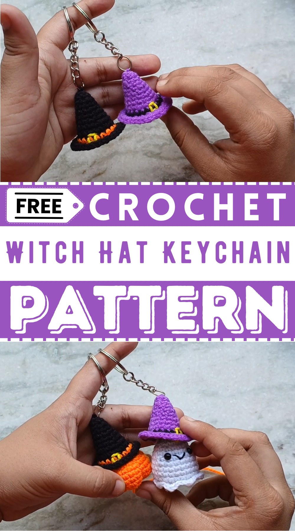 Crochet Witch Hat Amigurumi Keychain