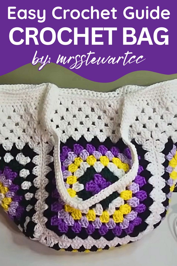 Granny Square Crochet Bag EASY 5 squares