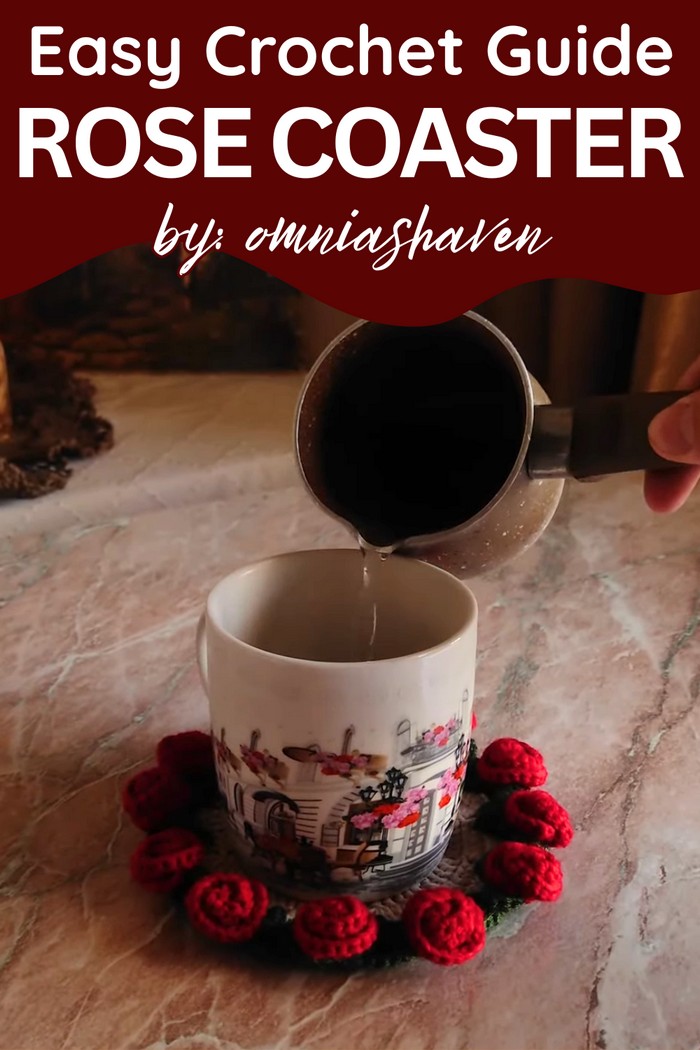 Soft and Delicate Crochet Rose Coaster for Home Deco