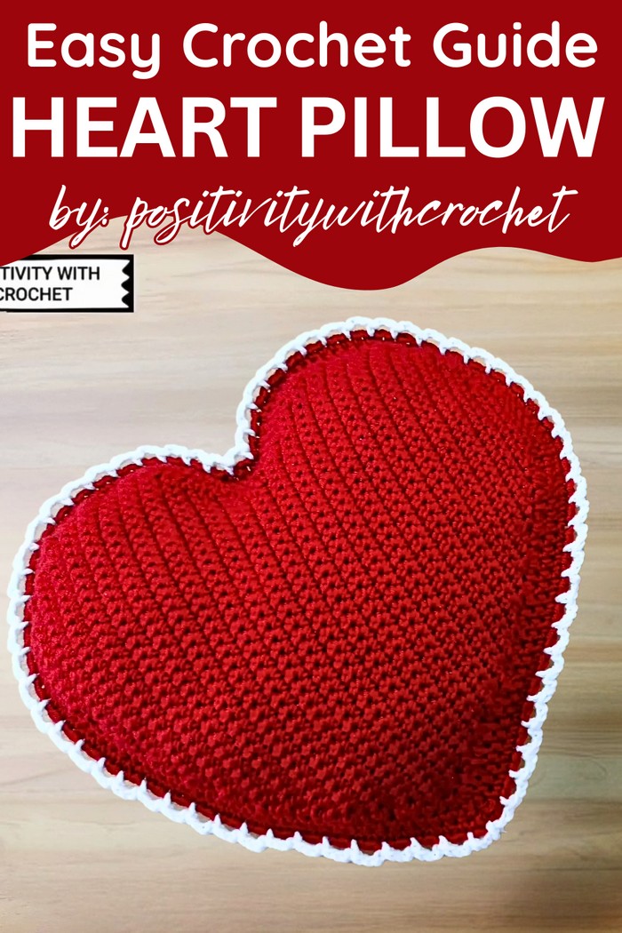 crochet heart pillow