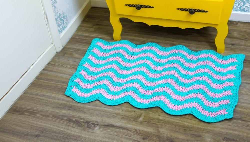 Crochet Striped Rug Long