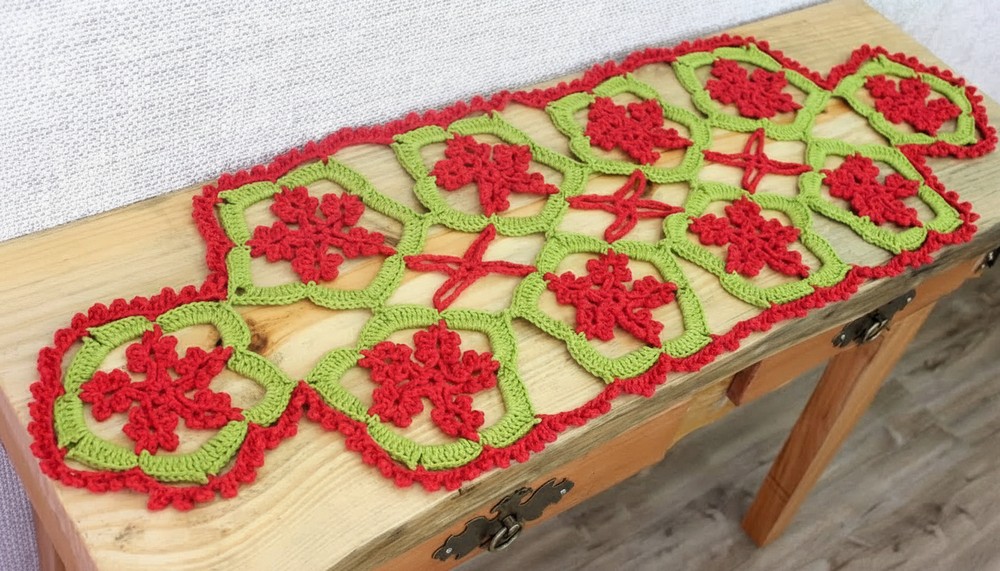 Crochet Flower Table Runner