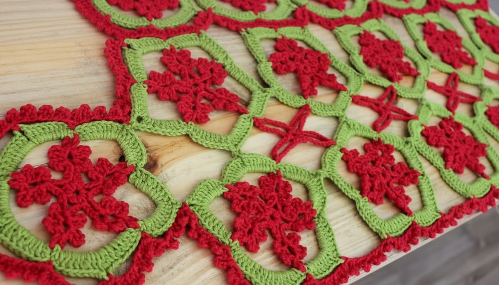 Crochet Flower Table Runner