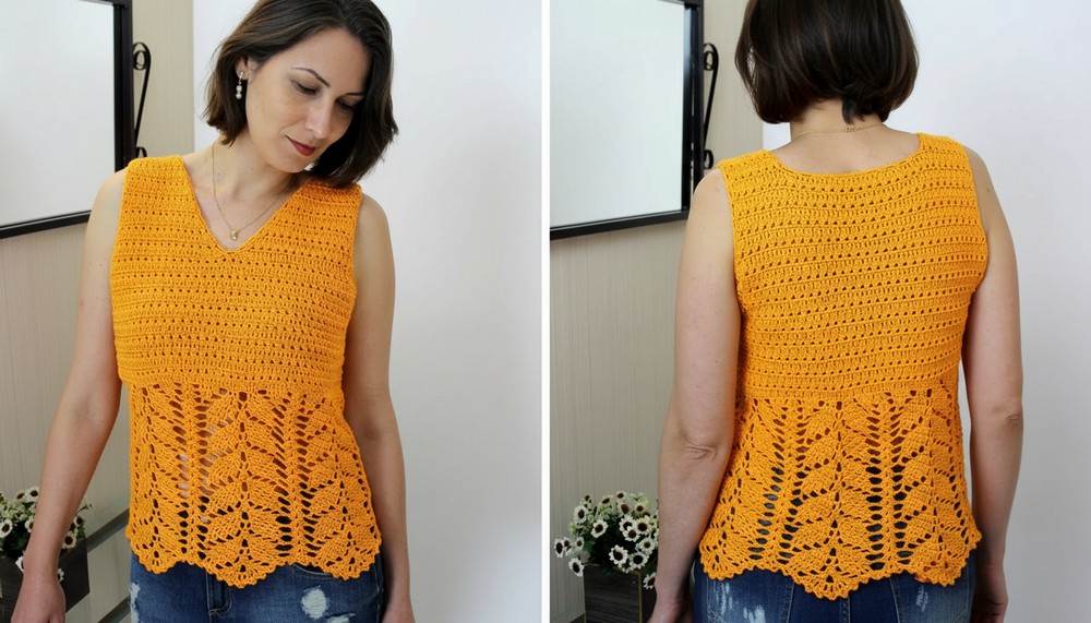 Crochet V Neck Sleeve Top