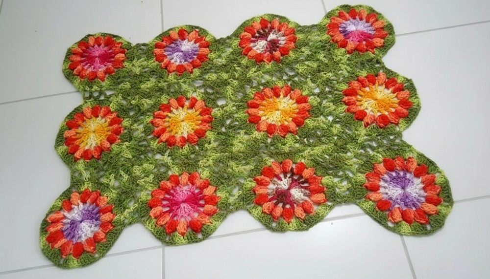 Crochet Flower Mat Or Rug