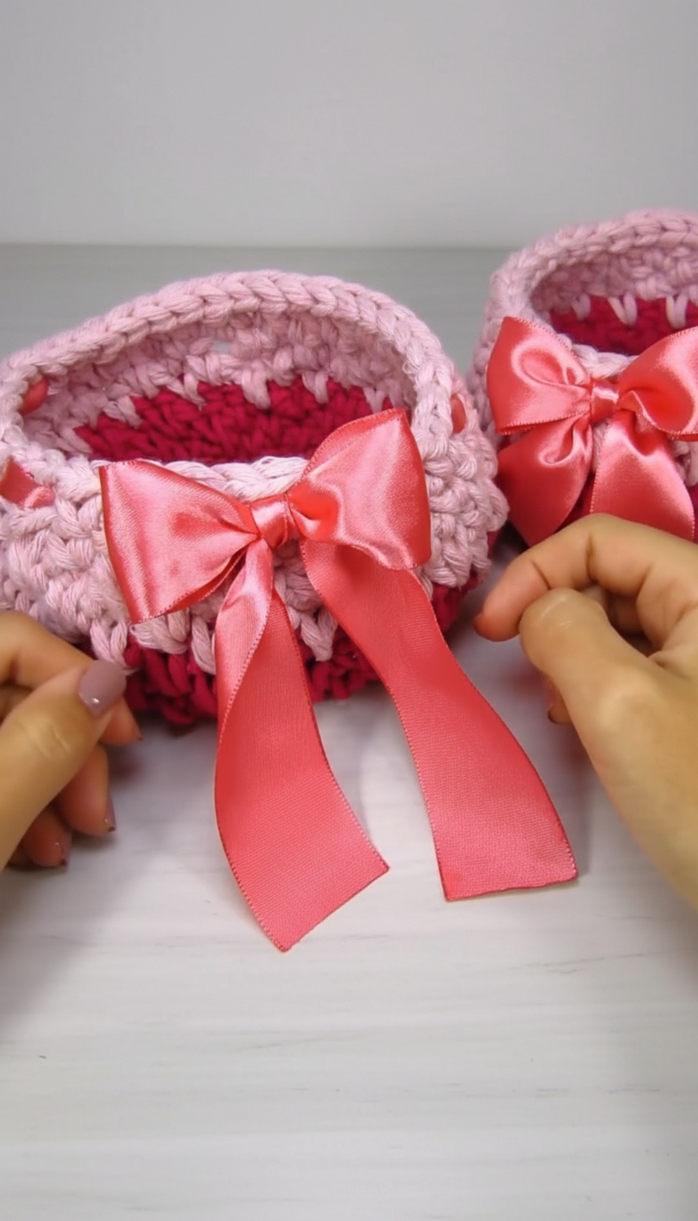 Crochet Storage Basket Bow