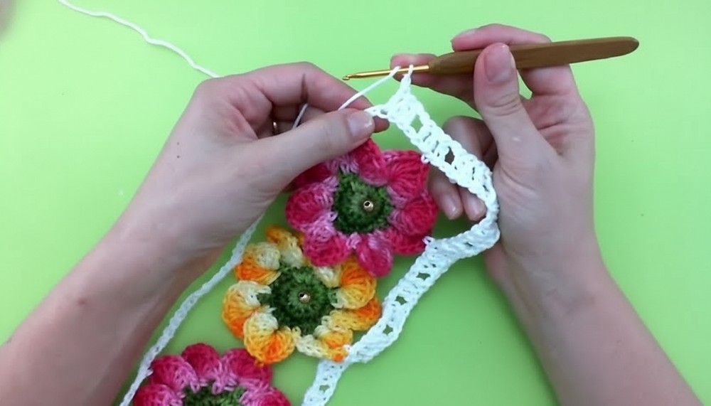 Crochet Flower Table Runner
