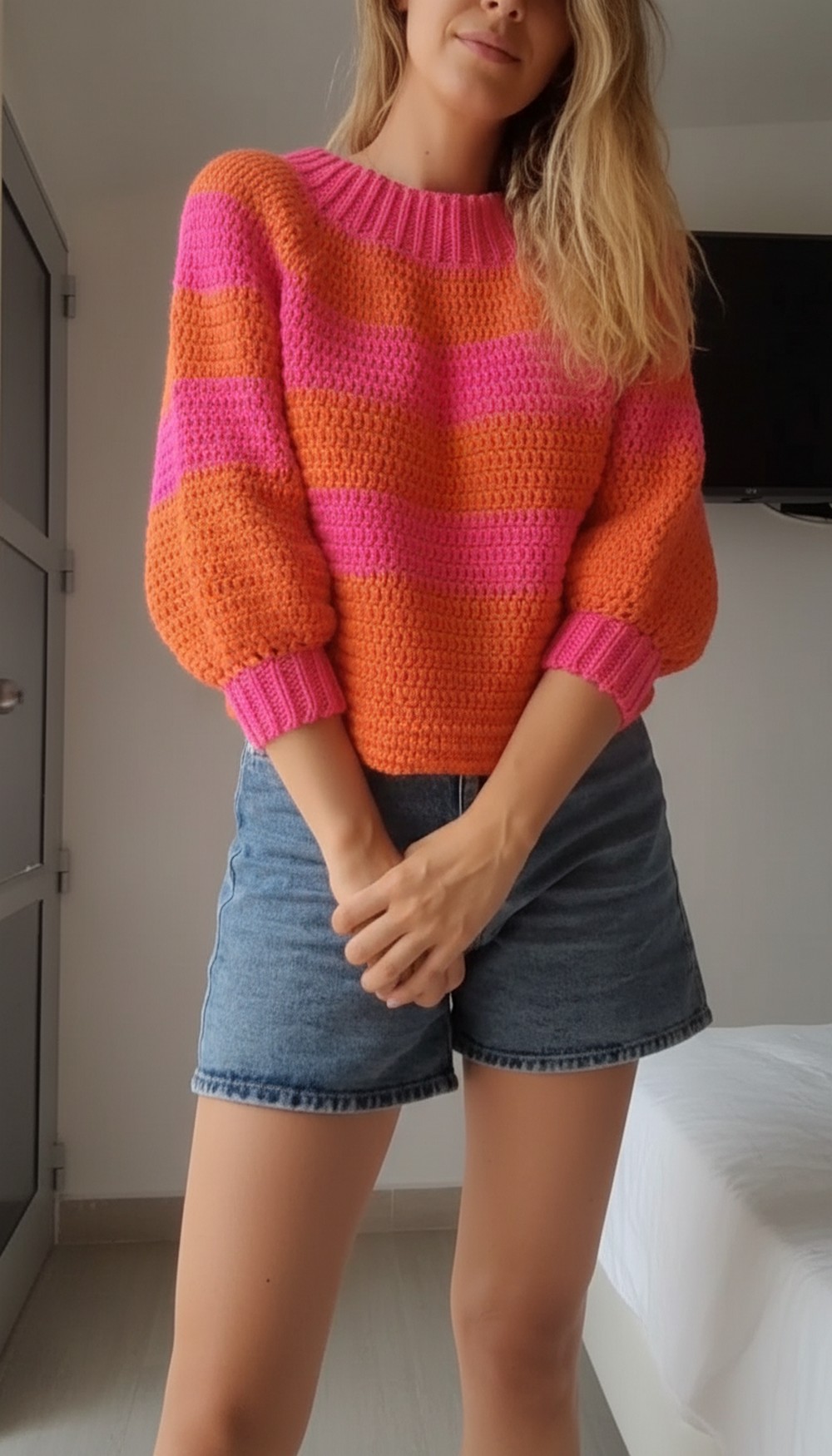Crochet Striped Sweater