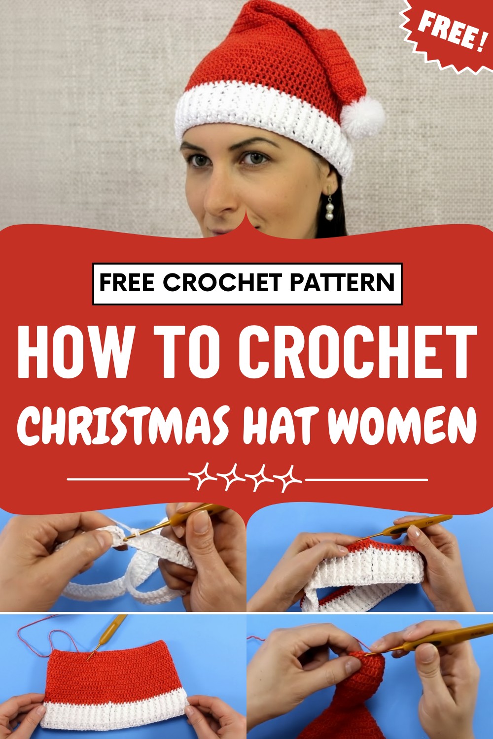 Crochet Christmas Hat Women
