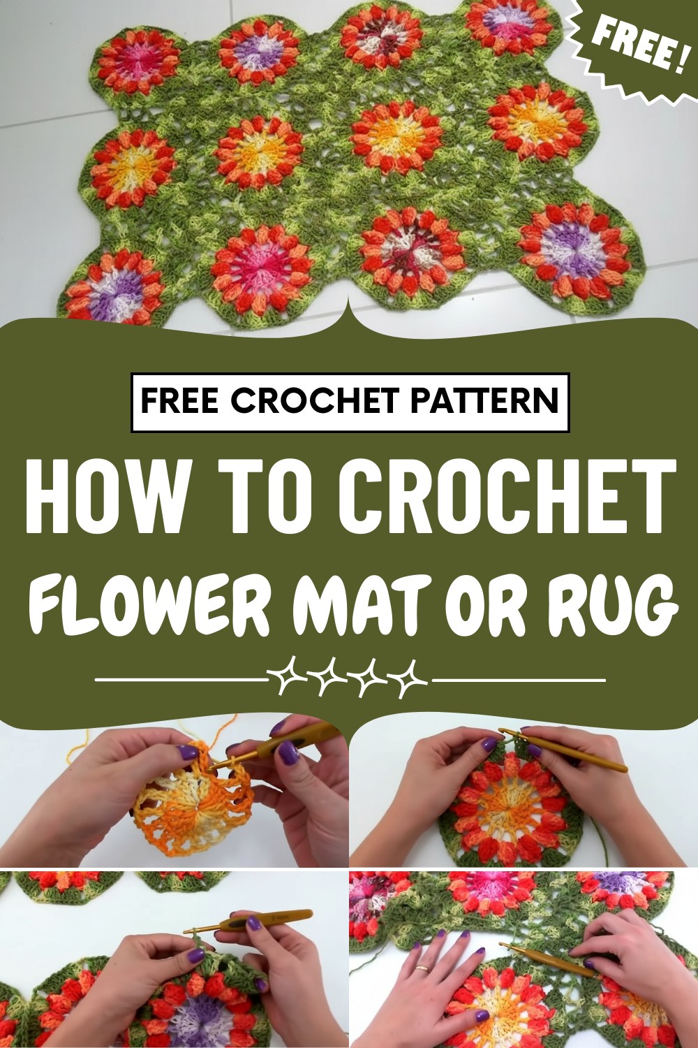 Crochet Flower Mat Or Rug