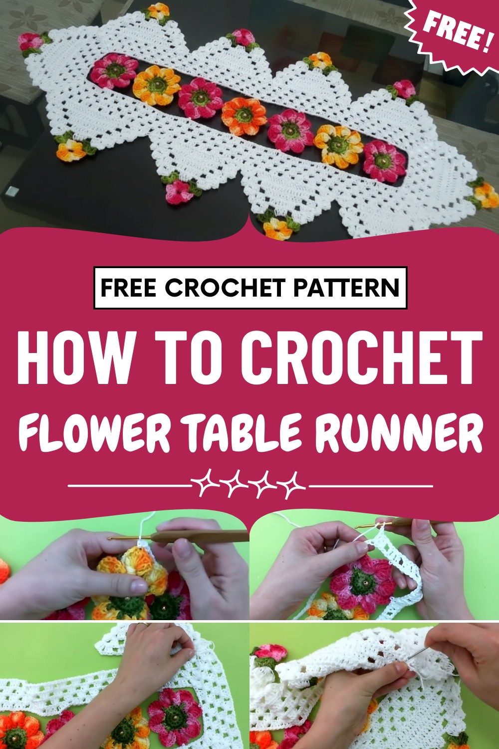 Crochet Flower Table Runner