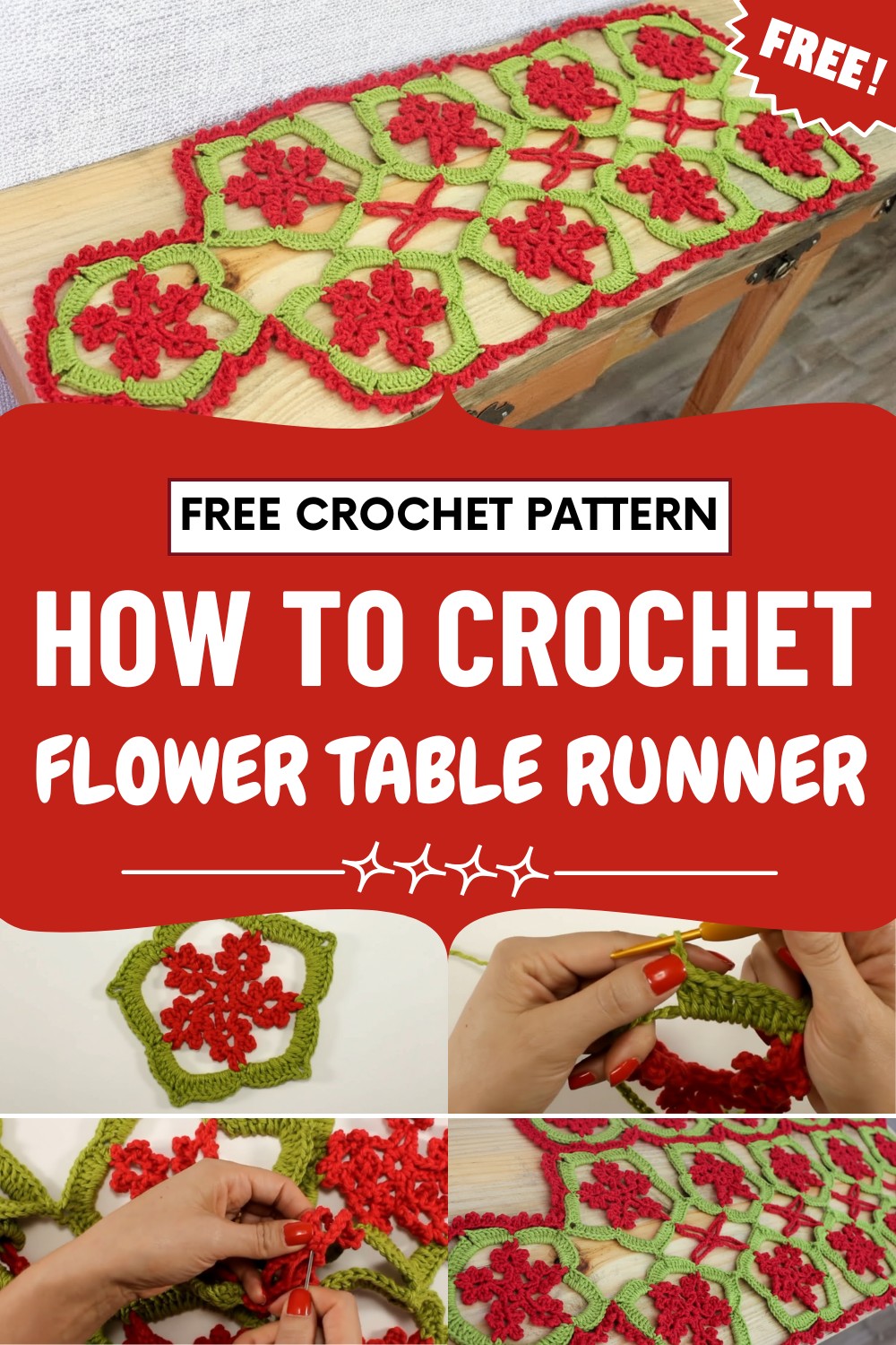 Crochet Flower Table Runner