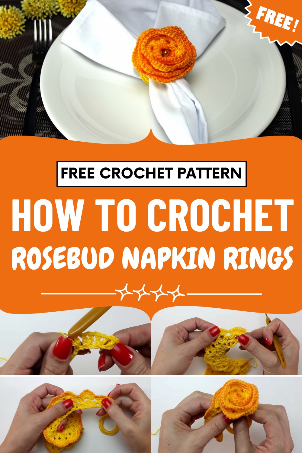 Crochet Rosebud Napkin Rings