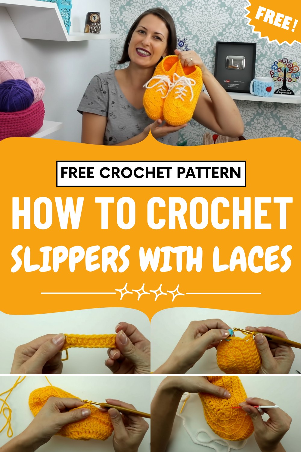 Crochet Slippers With Laces