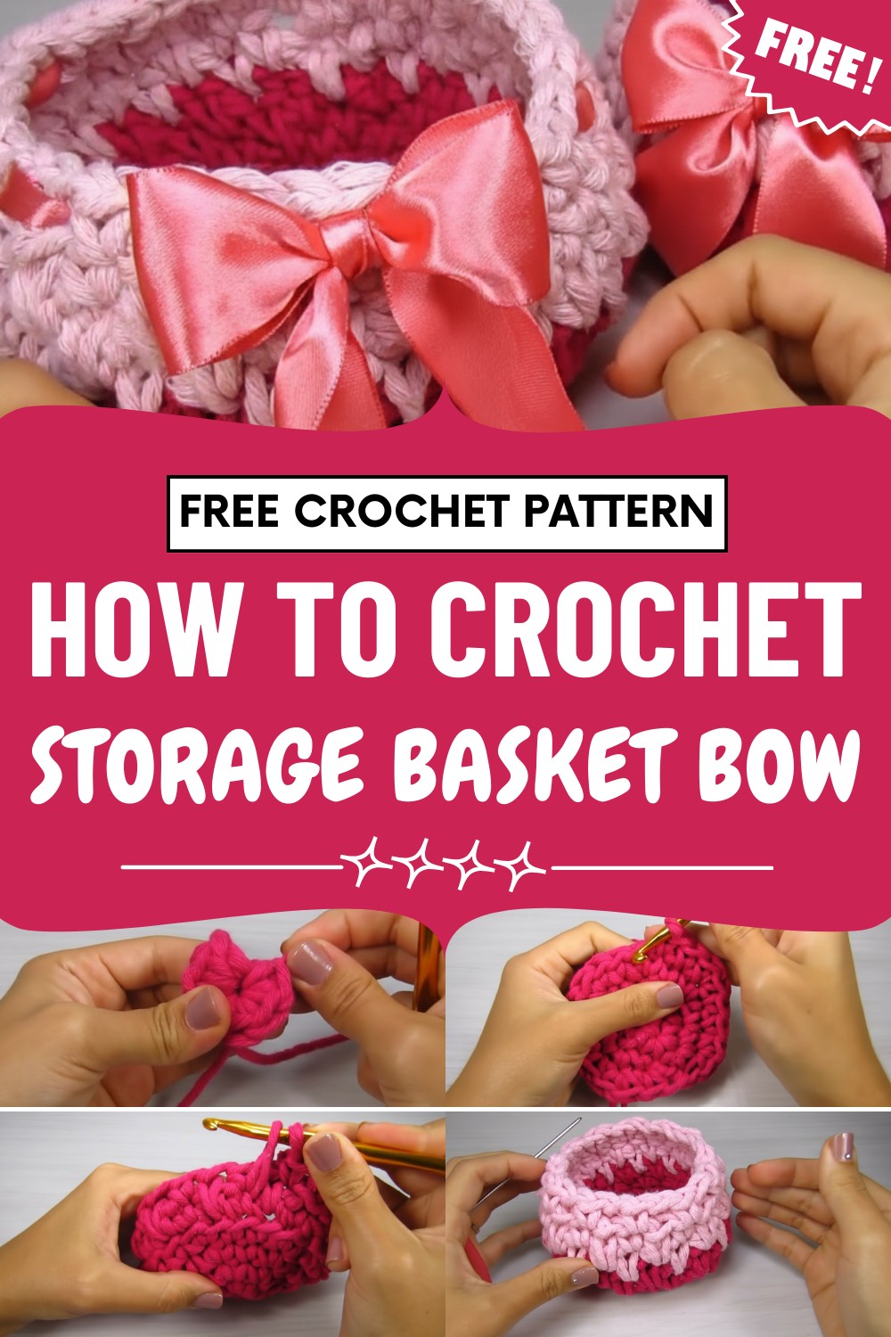 Crochet Storage Basket Bow