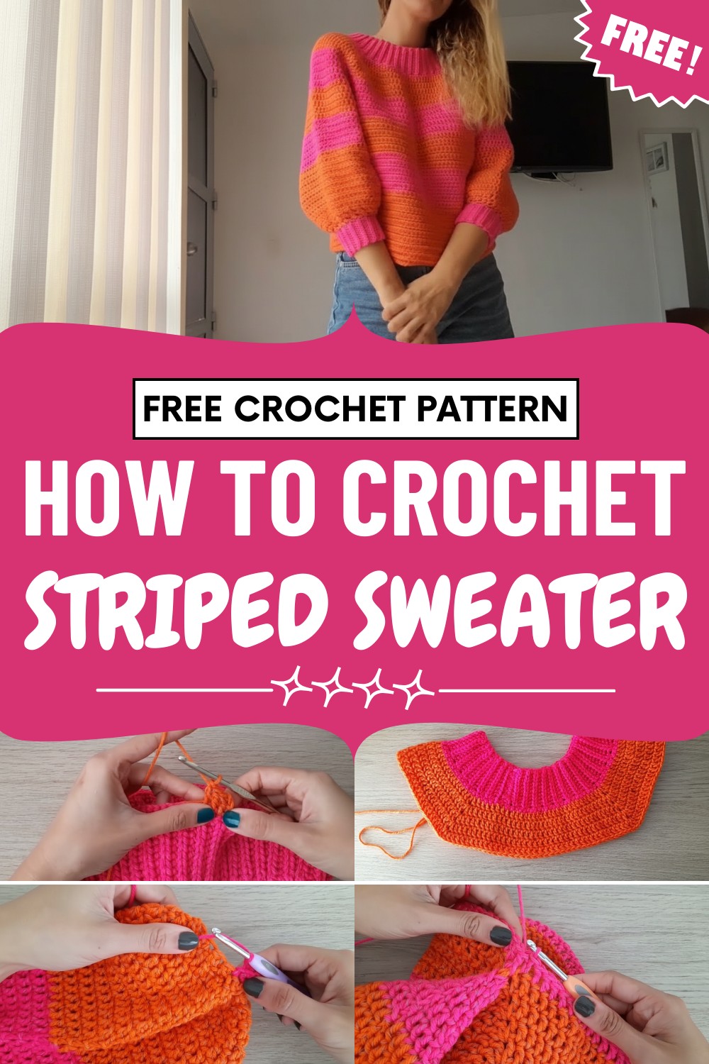 Crochet Striped Sweater