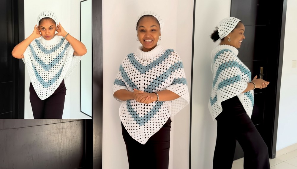 Crochet Striped Poncho