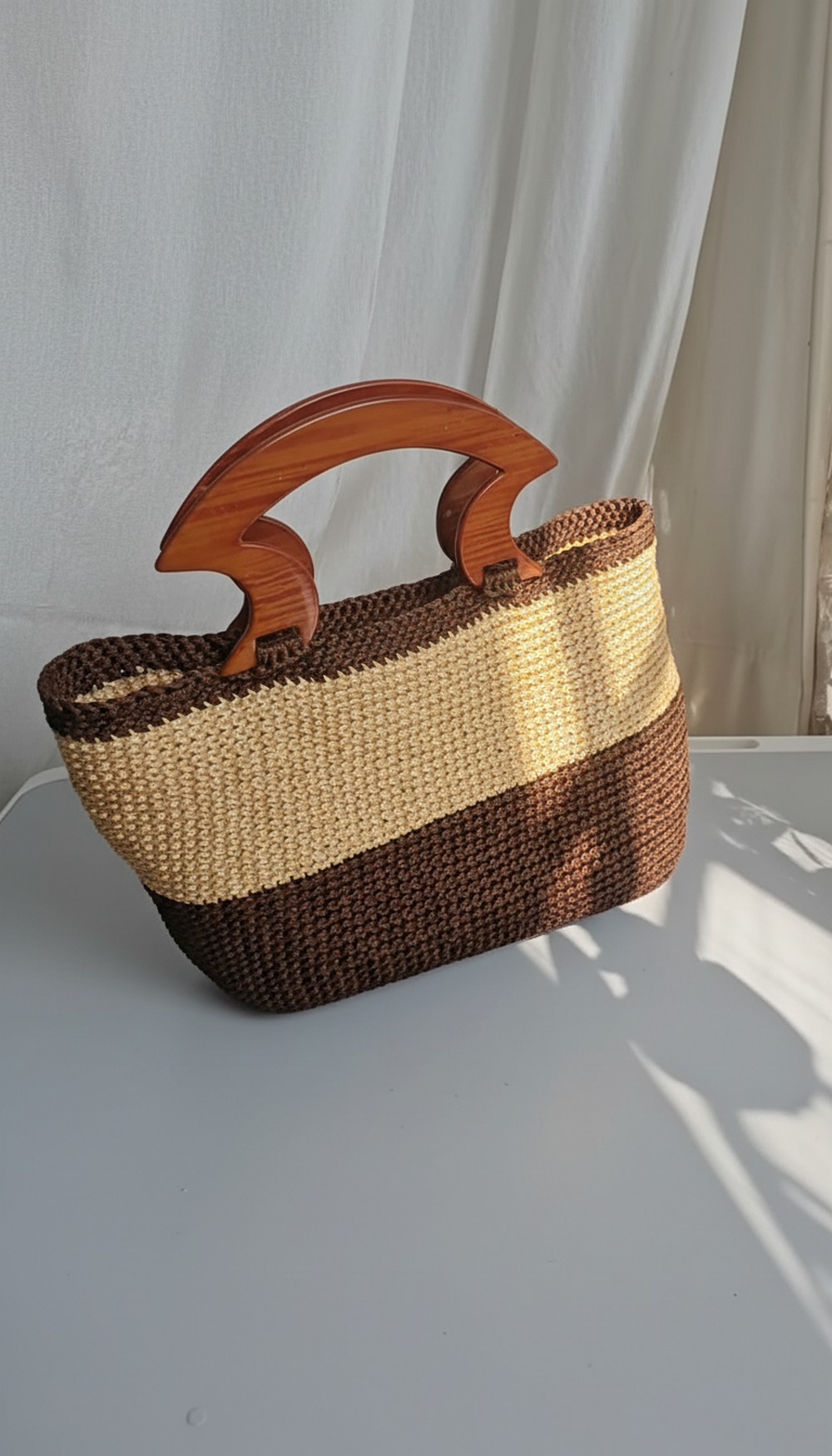 Crochet Wooden Handles Bag
