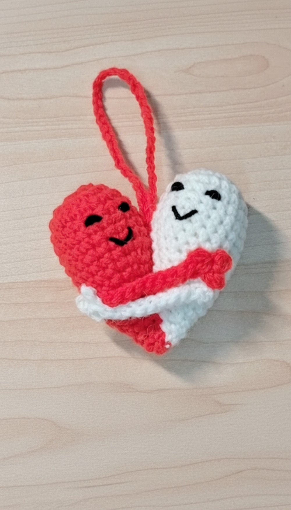 Crochet Couple Heart Keychain