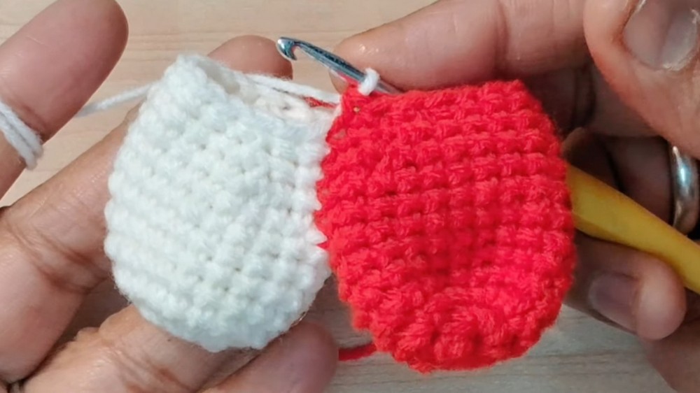 Crochet Couple Heart Keychain