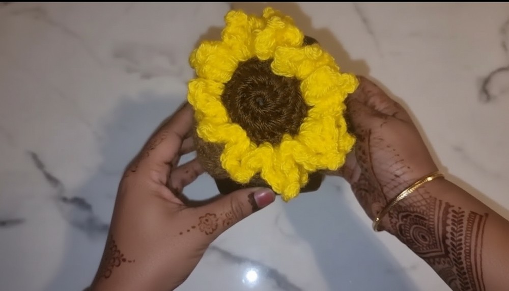 Crochet Sunflower Mug Cozy
