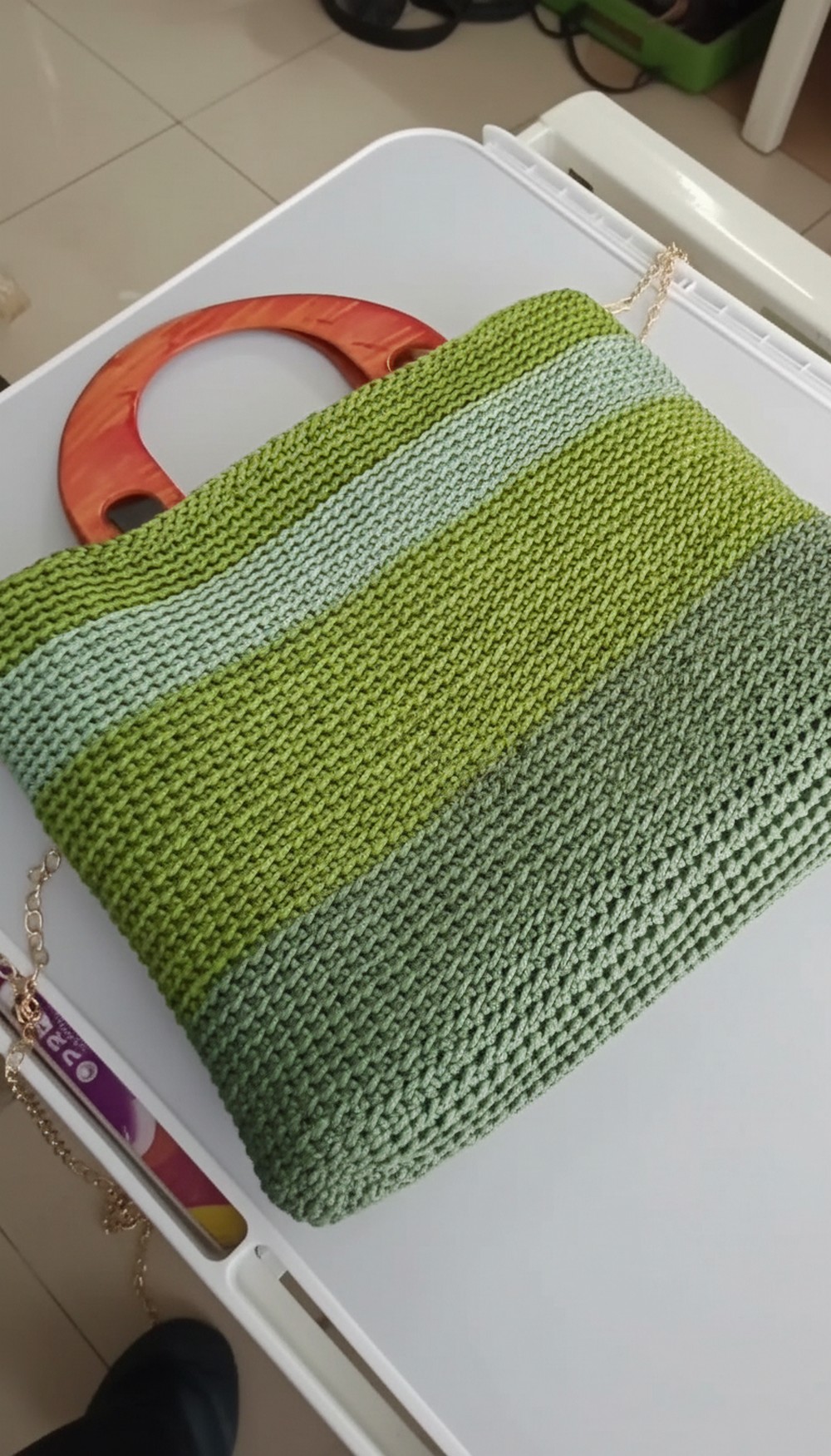 Crochet Bag With Wooden Handles