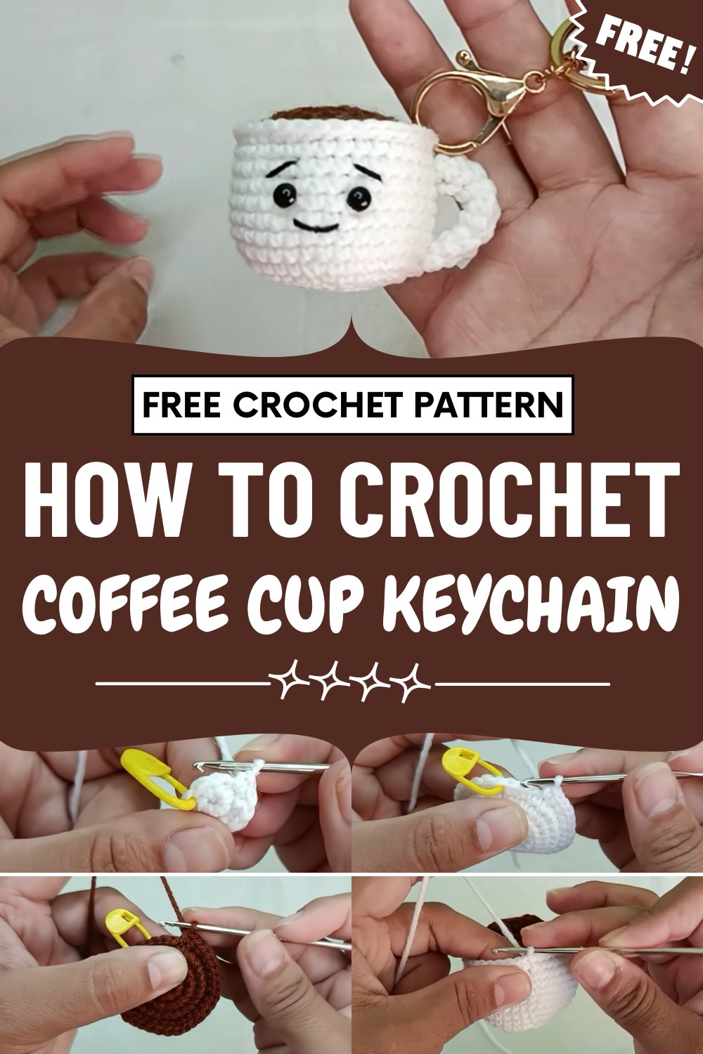 Crochet Coffee Cup Keychain 