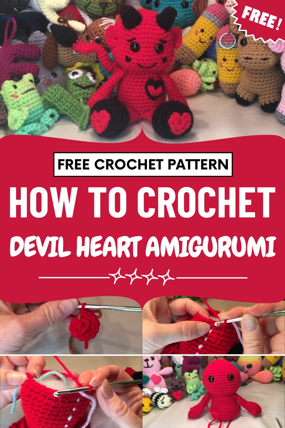 Crochet Devil Heart Amigurumi