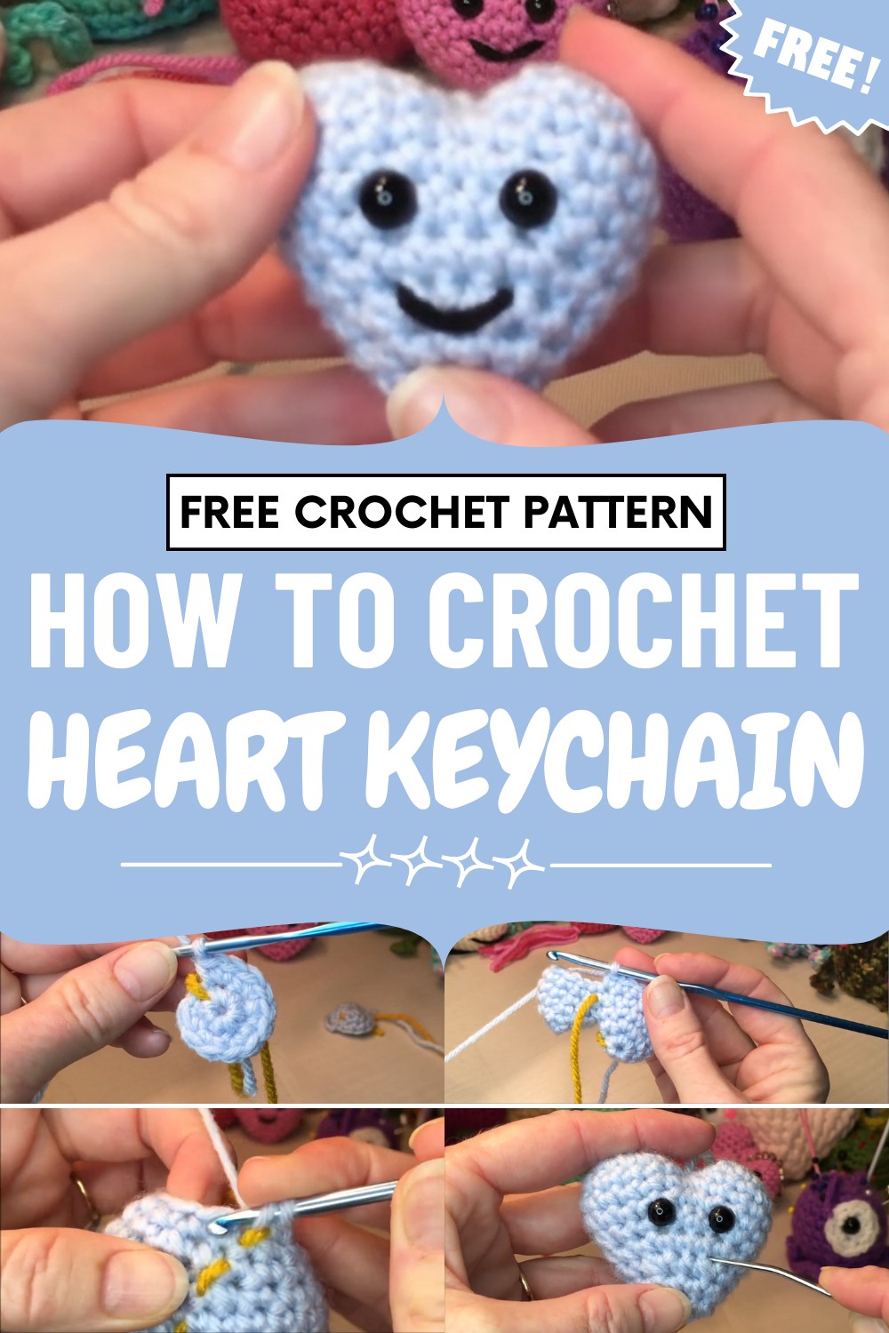 Crochet Heart Keychain