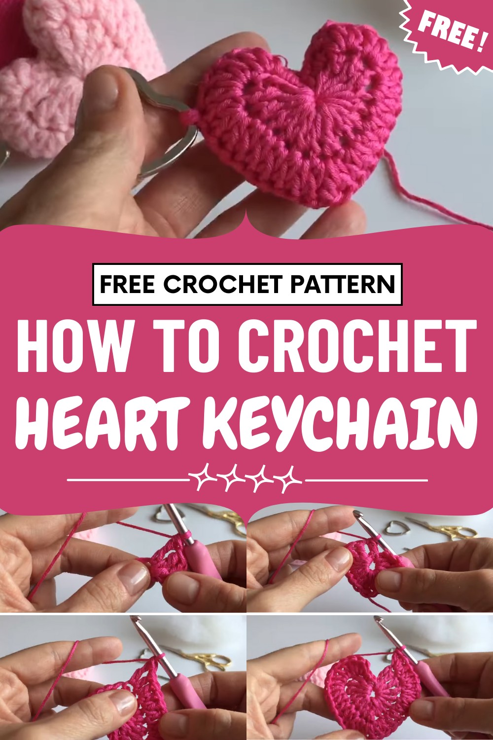 Crochet Heart Keychain