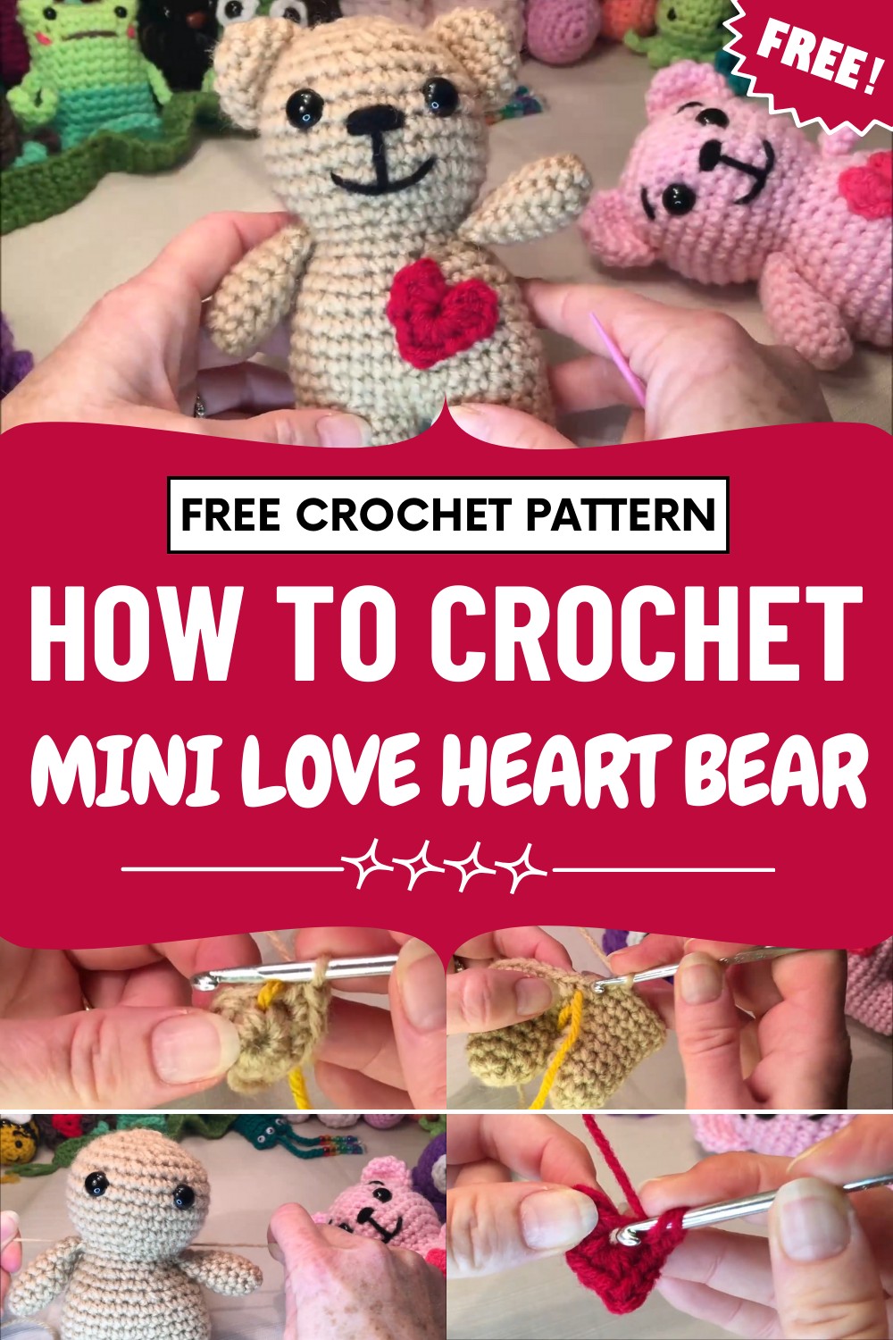 Crochet Love Heart Bear