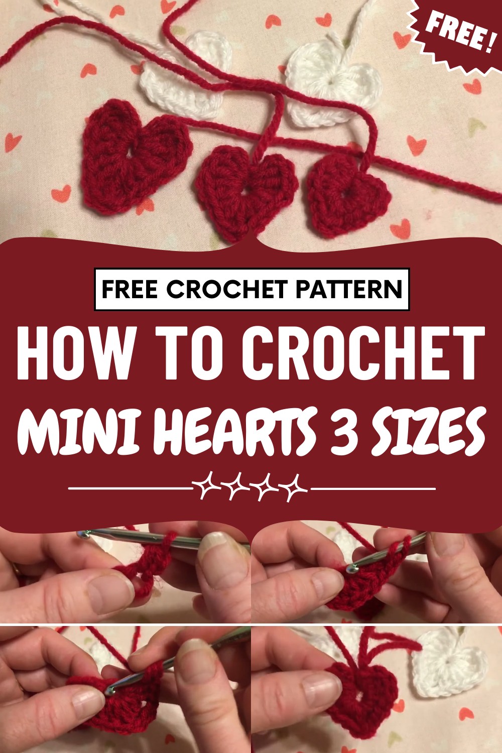 Crochet Mini Hearts 3 Sizes