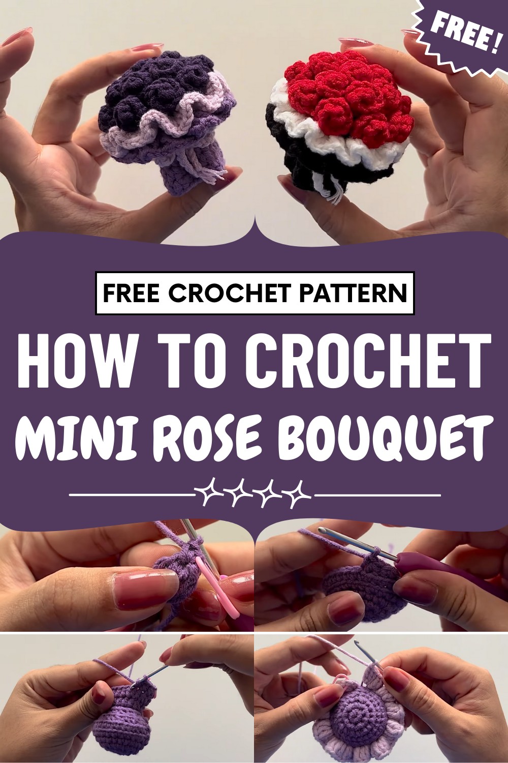 Crochet Mini Rose Bouquet