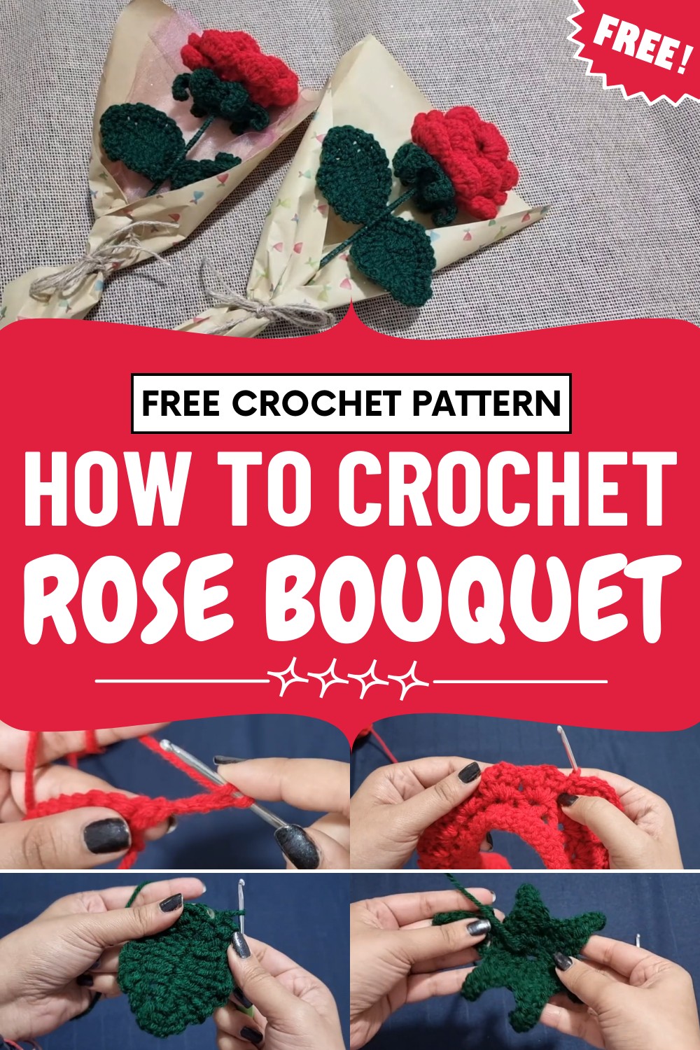 Crochet Rose Bouquet
