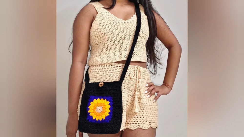 Crochet Sunflower Granny Bag