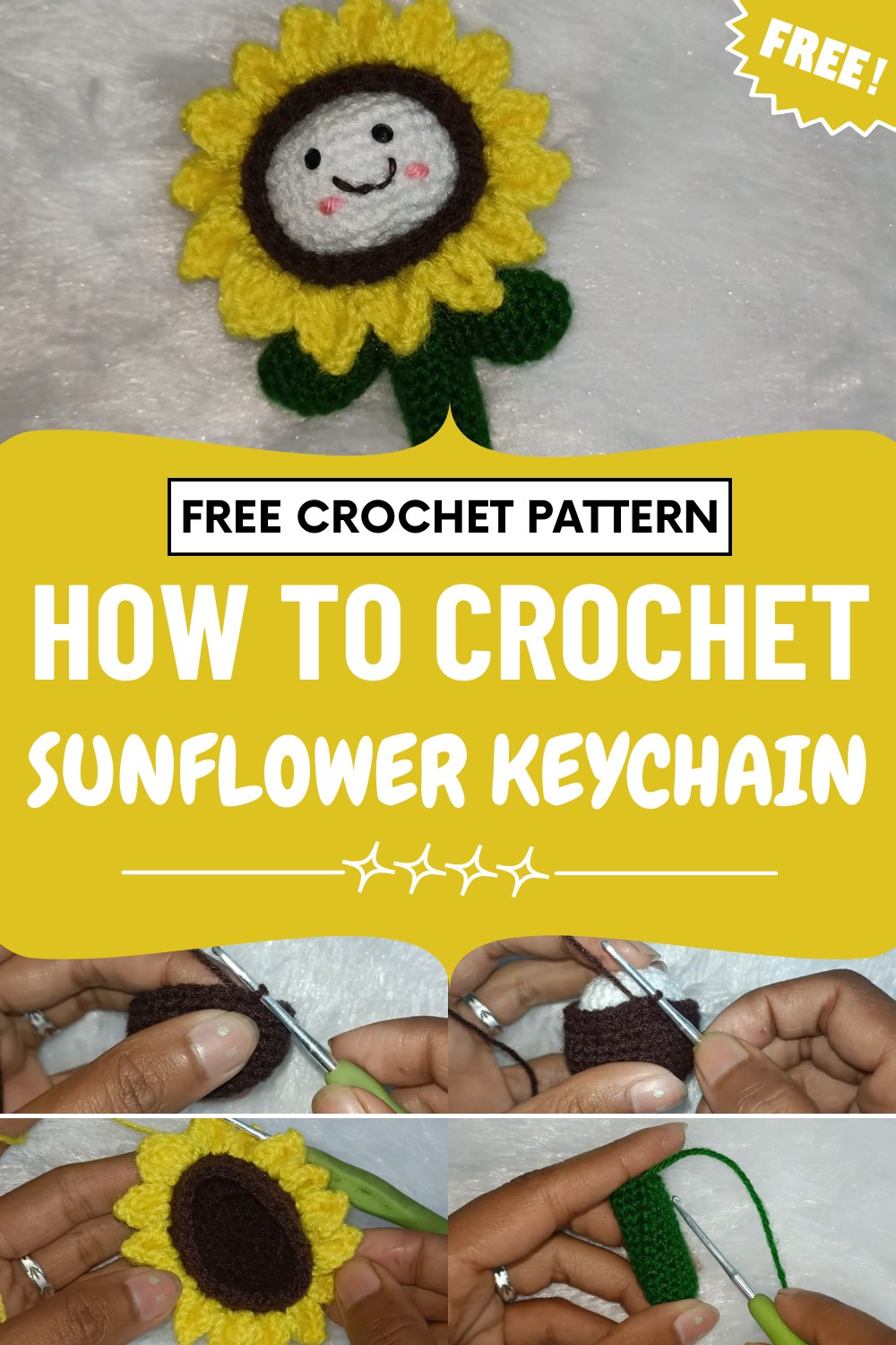 Crochet Sunflower Keychain