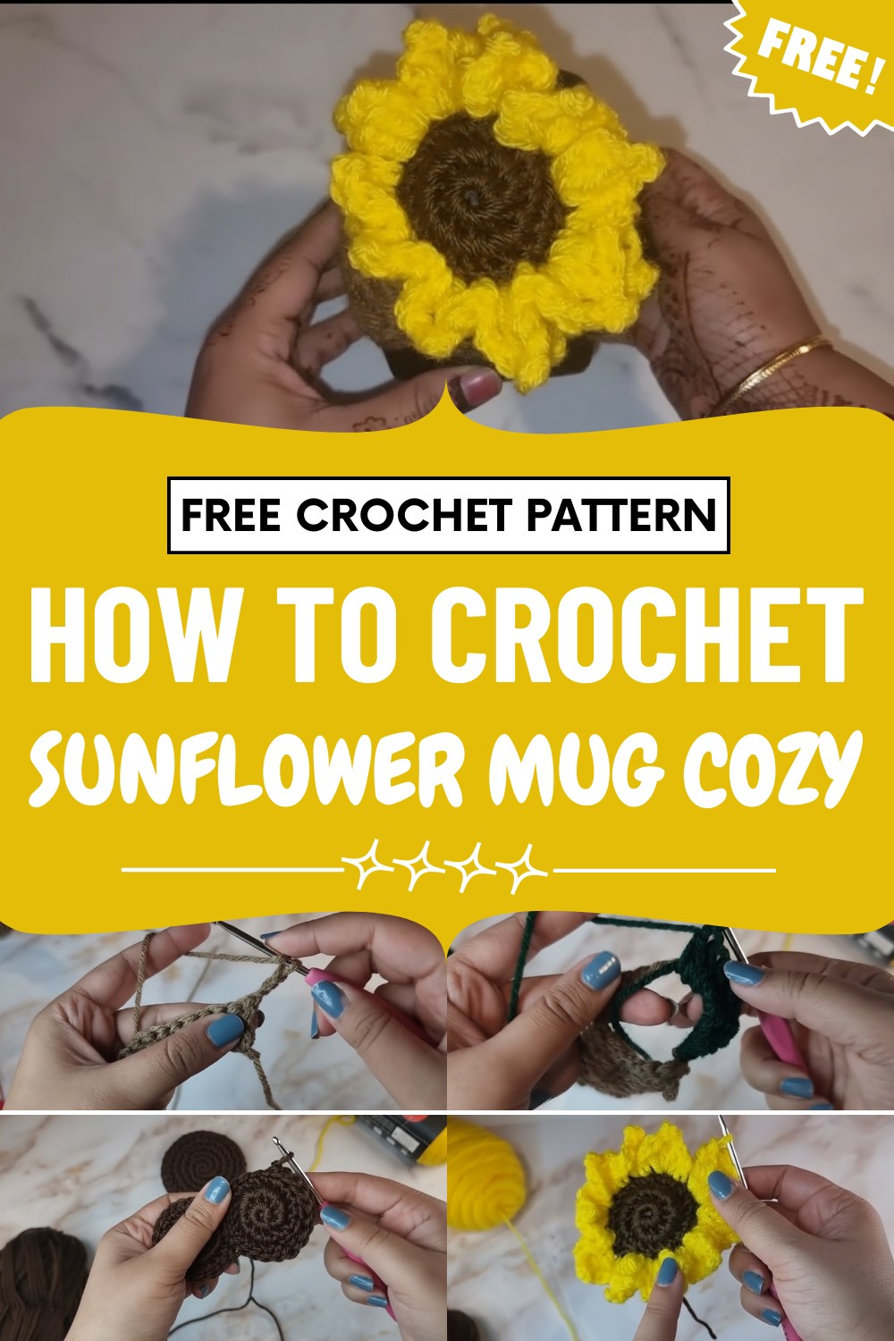 Crochet Sunflower Mug Cozy