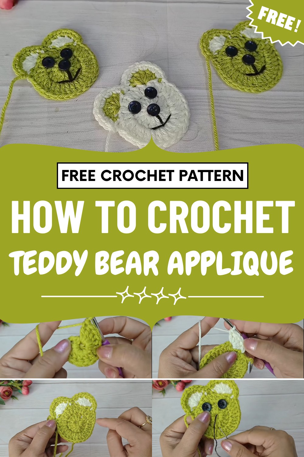 Crochet Teddy Bear Applique