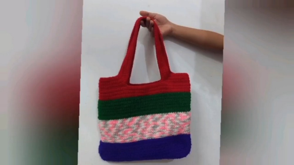 Crochet Striped Handbag