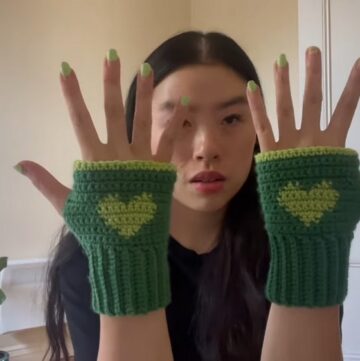 Crochet Fingerless Heart Gloves