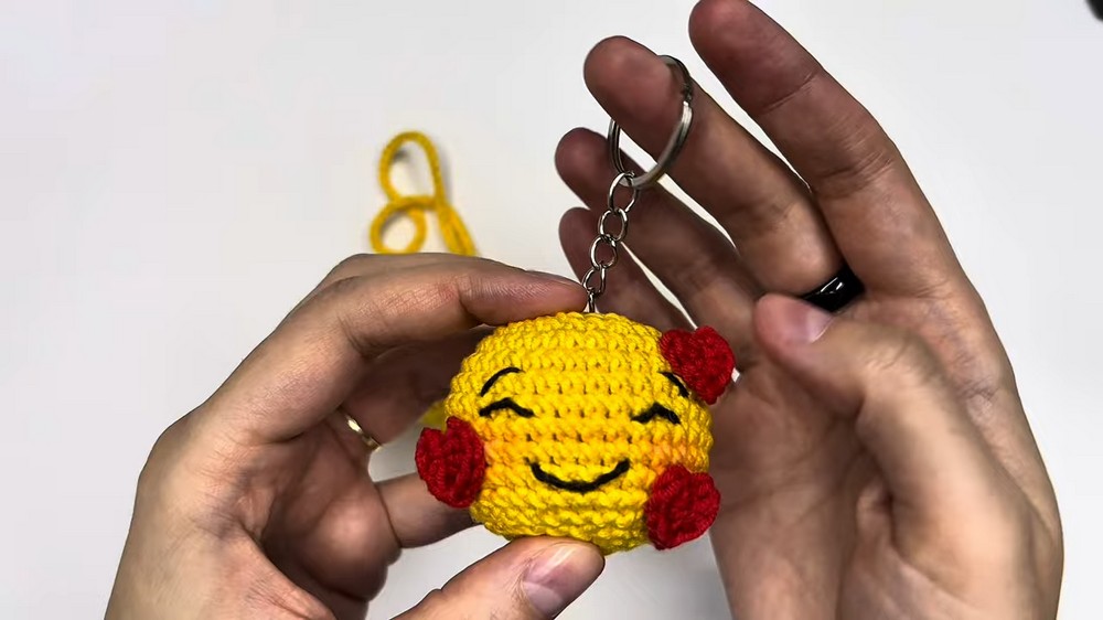 Crochet Love Emoji Keychain