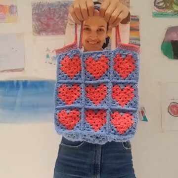 Crochet Granny Heart Bag