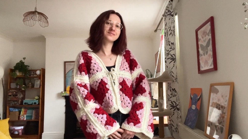 Crochet Granny Heart Cardigan