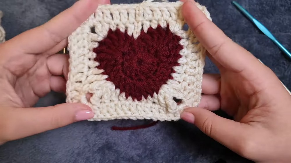 Crochet Heart Granny Square