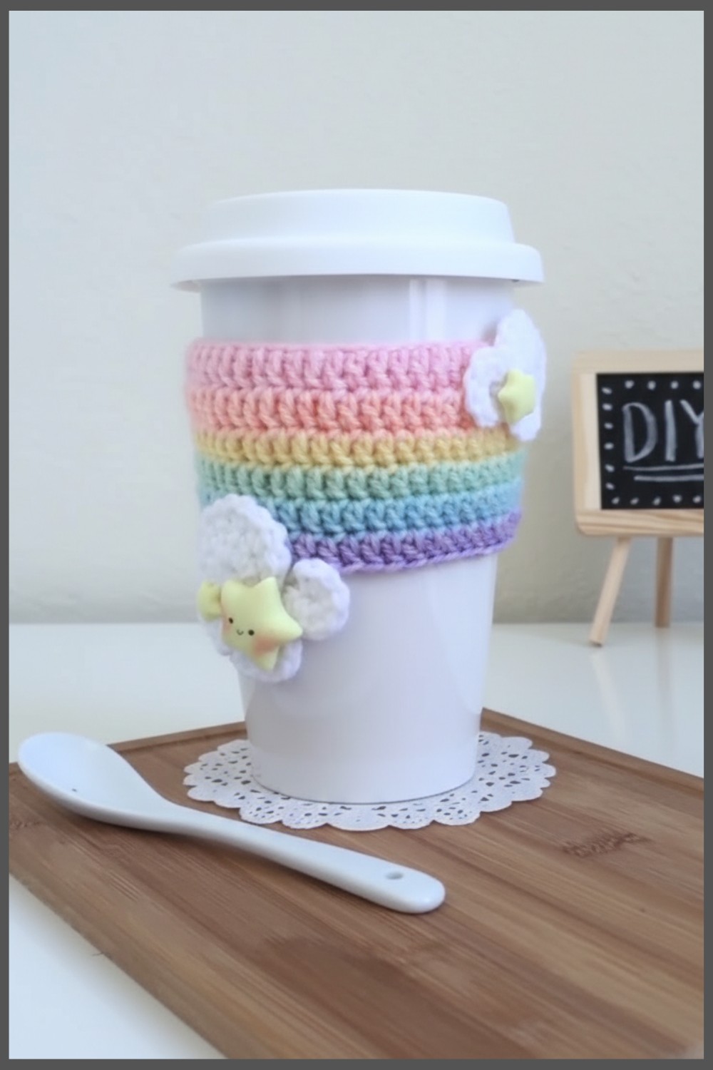 Crochet Rainbow Cup Cozy