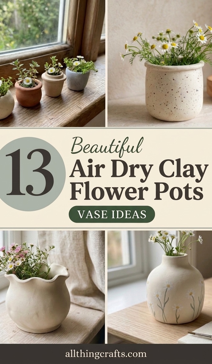13 Beautiful Air Dry Clay Flower Pot Vase Ideas
