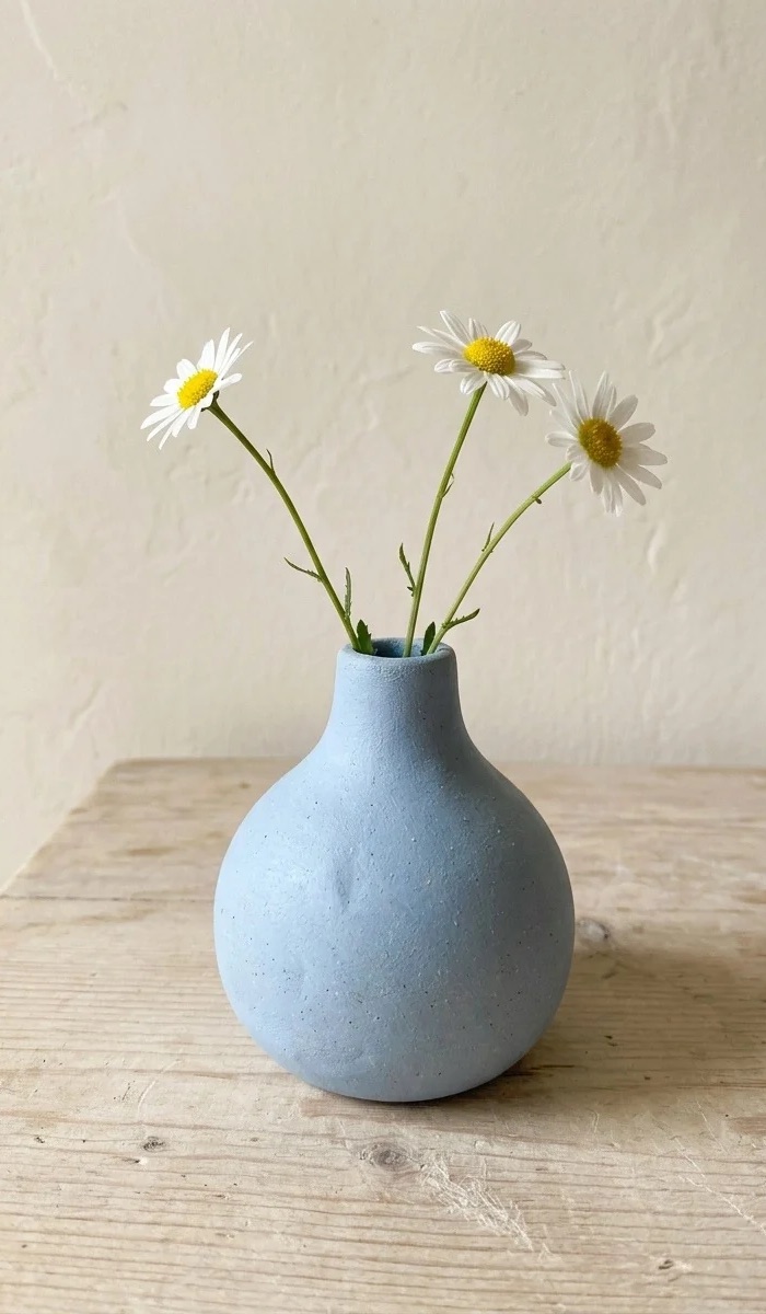 Blue Clay Flower Vase DIY