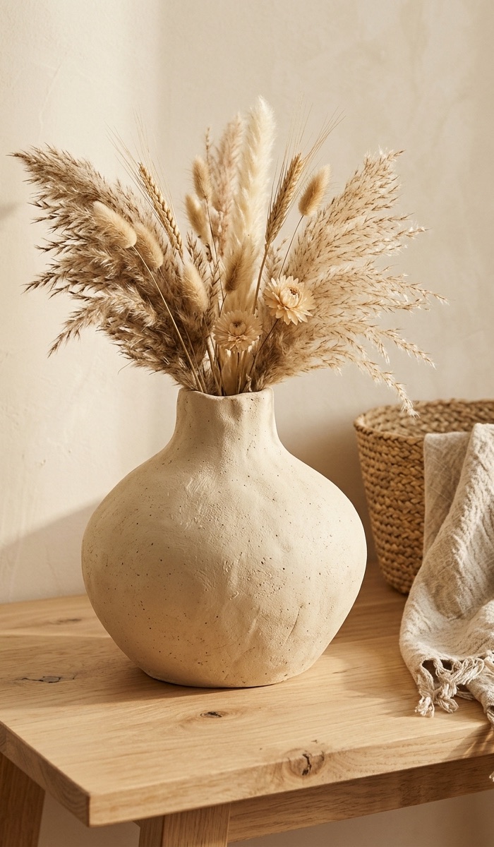 Boho Air Dry Clay Flower Vase Ideas