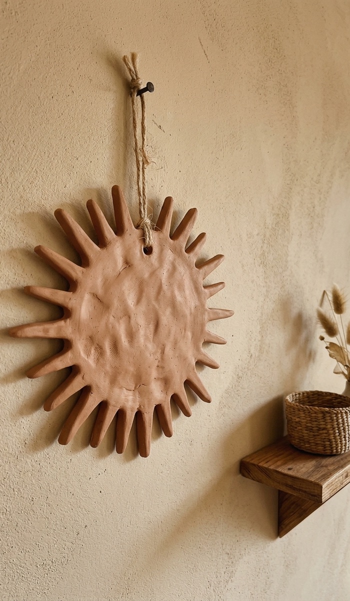 Boho Sun-Shaped Clay Wall Hanging Ideas